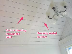 Stain Bleed Through Wood Ceiling- Toronto Home Painting - House Painters, CAM Painters